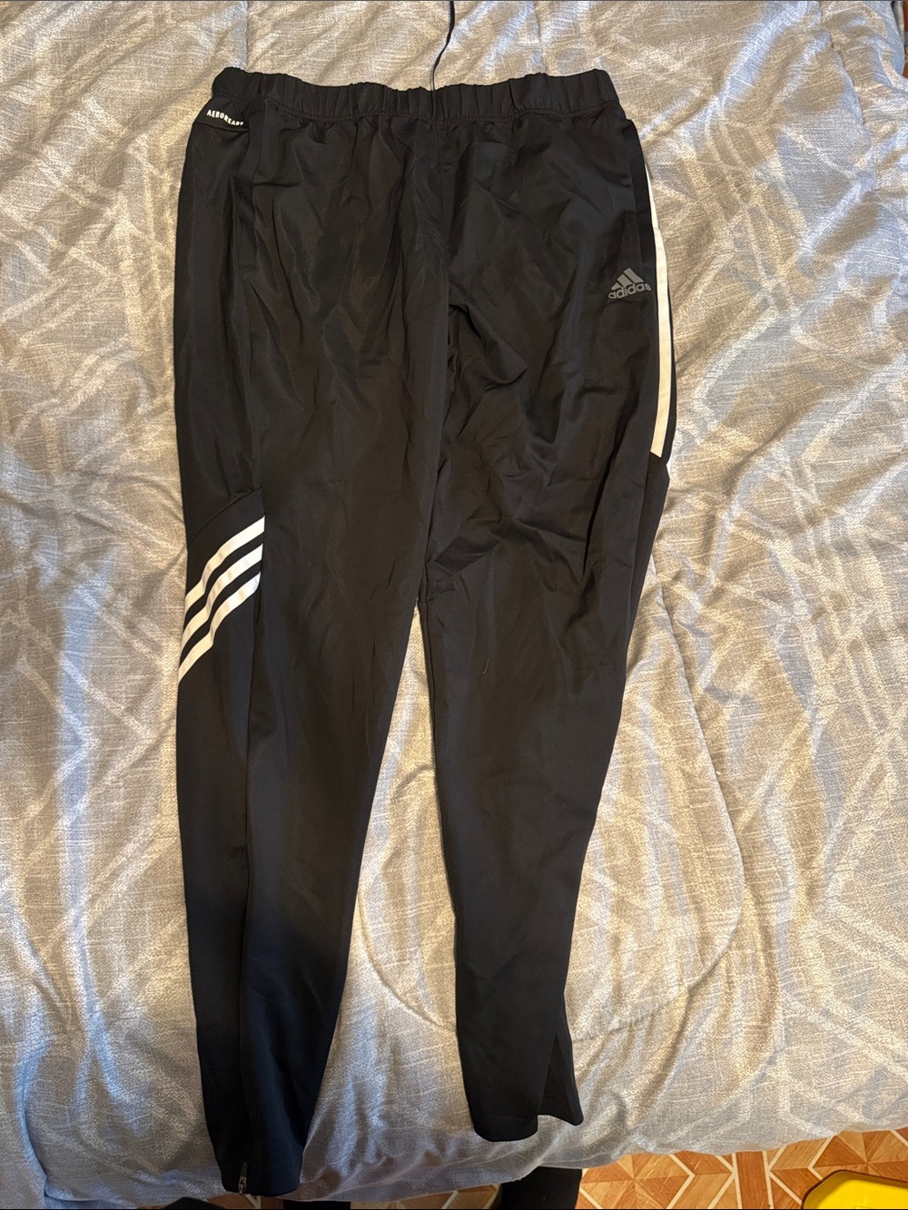 adidas Black Jogger Sweatpants with White Stripe Accents